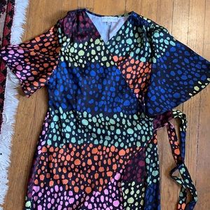 Never Fully Dress Leopard MIDI Wrap Dress US 10